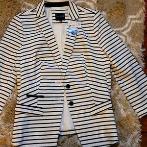 The Limited Ivory & Navy Striped Button Blazer Jacket Size M